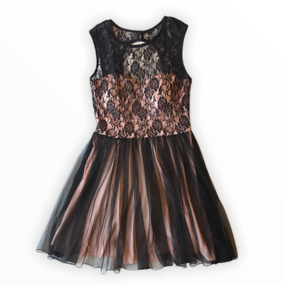 NWT! Black and pink lace and tulle dress